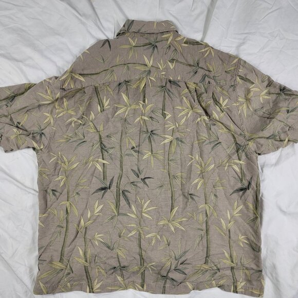 Jamaica Jaxx Mens 2XL XXL Brown Button Down Shirt Bamboo Print Short Sleeve - Picture 2 of 9